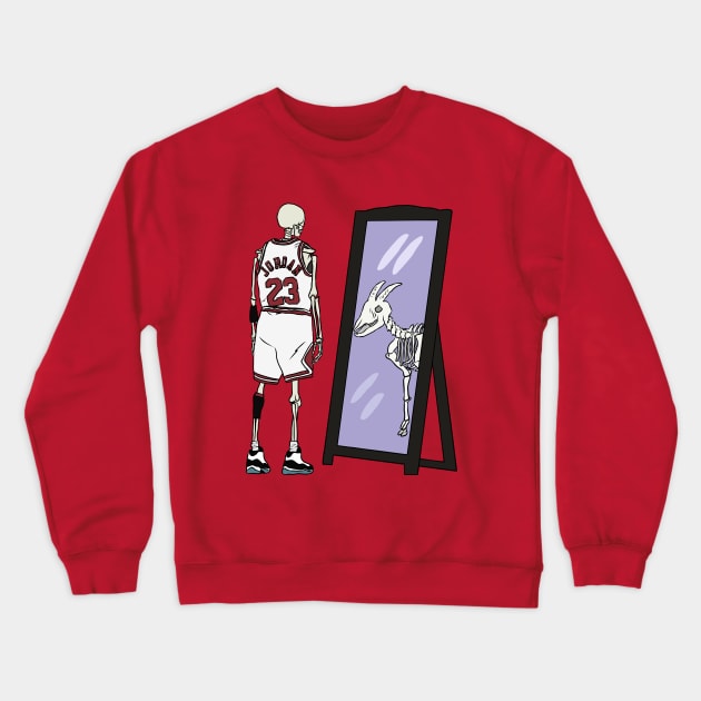 Skeleton Michael Jordan Mirror GOAT Crewneck Sweatshirt by rattraptees